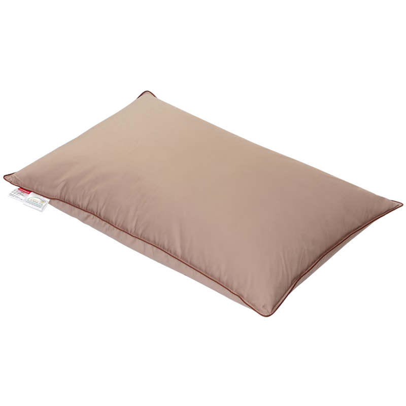 斯诺曼五星级酒店柔软护颈枕头 抑菌纯棉贡缎羽绒羽毛枕芯74*48cm卡其色