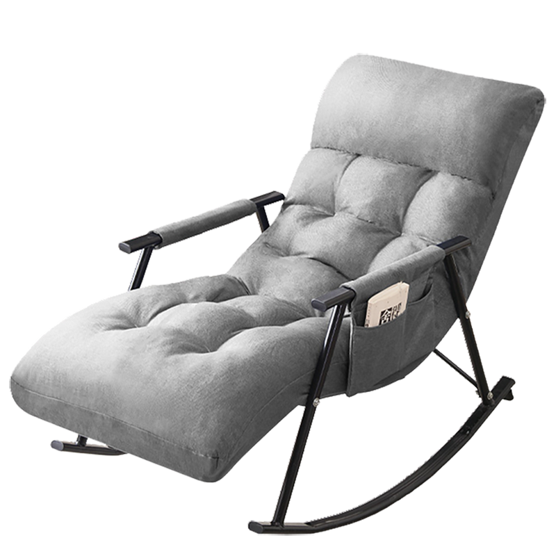 工来工往摇摇椅懒人沙发椅躺椅单人沙发椅客厅阳台休闲午休椅摇篮椅成人老人逍遥椅摇摆椅北欧 摇椅灰色(可拆洗+可调节靠背)