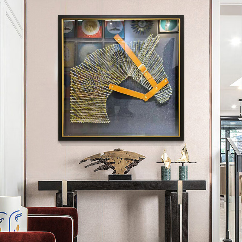 个个熊手工绕线钉子画实物立体装饰画客厅沙发背景墙画餐厅挂画玄关画