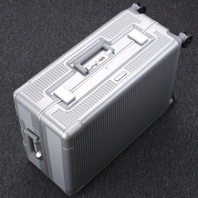 凌秀President凌秀 铝框拉杆箱行李箱男女轻音万向轮登机箱箱镜面箱子 铝框 卡扣 式【奢华银】 20英寸 (登机箱5年保修)