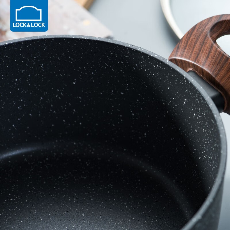 乐扣乐扣(LOCK&LOCK) 麦饭石双耳汤锅不沾炖煮少油受热均匀不糊底电磁炉燃气通用 20㎝