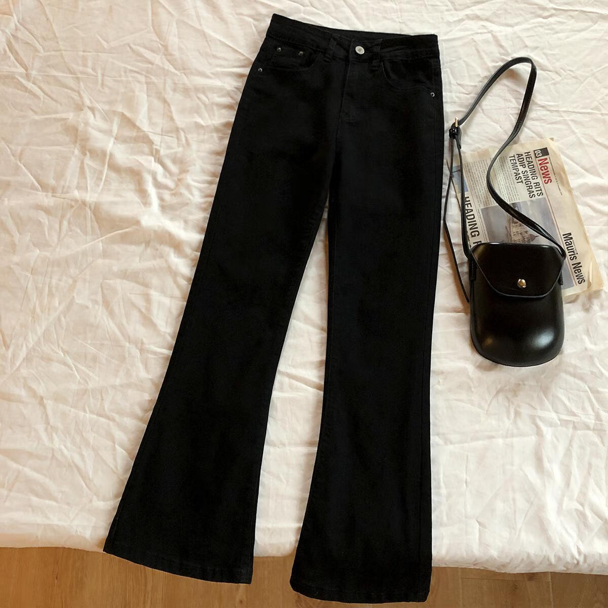 遥芷带绒的高腰牛仔裤女士秋冬季修身裤子微胖女生穿搭加绒显瘦女秋冬