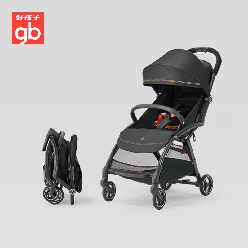 gb好孩子婴儿推车鲲鹏加宽座舱舒适避震可坐躺轻便折叠D2800 时尚款大座宽单手秒收 橄榄绿