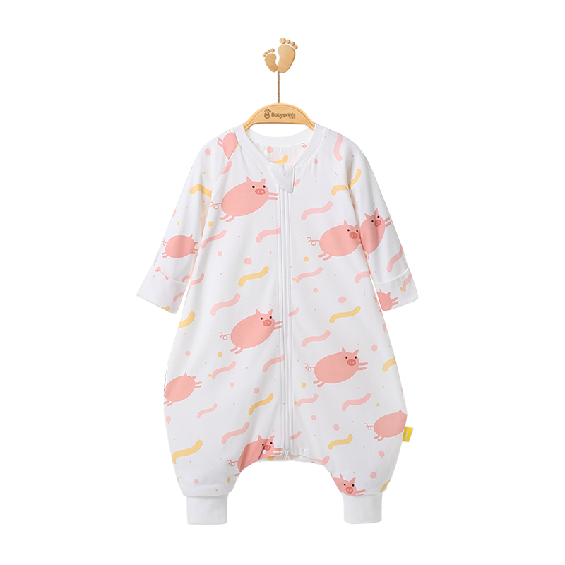 貝瑞加（Babyprints）寶寶連體衣嬰兒秋冬季衣服對開按扣保暖夾棉哈衣可外穿 粉鳥80