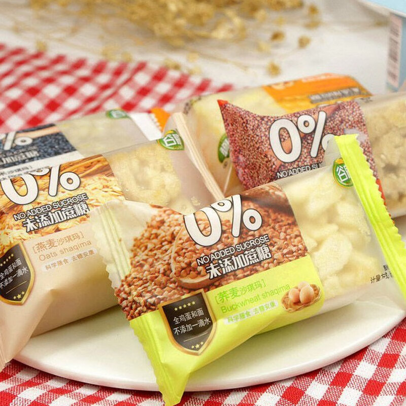 谷威(guwei)未添加蔗糖沙琪玛燕麦黑米玉米荞麦糕点零食无糖精食品