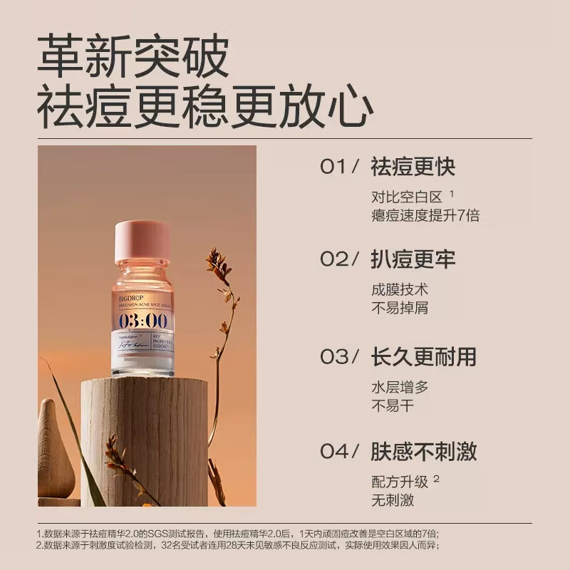 大水滴3点祛痘精华液精华祛痘淡化痘印熬夜油痘男女学生青春痘  【升级版】祛痘精华2.0【10ml】