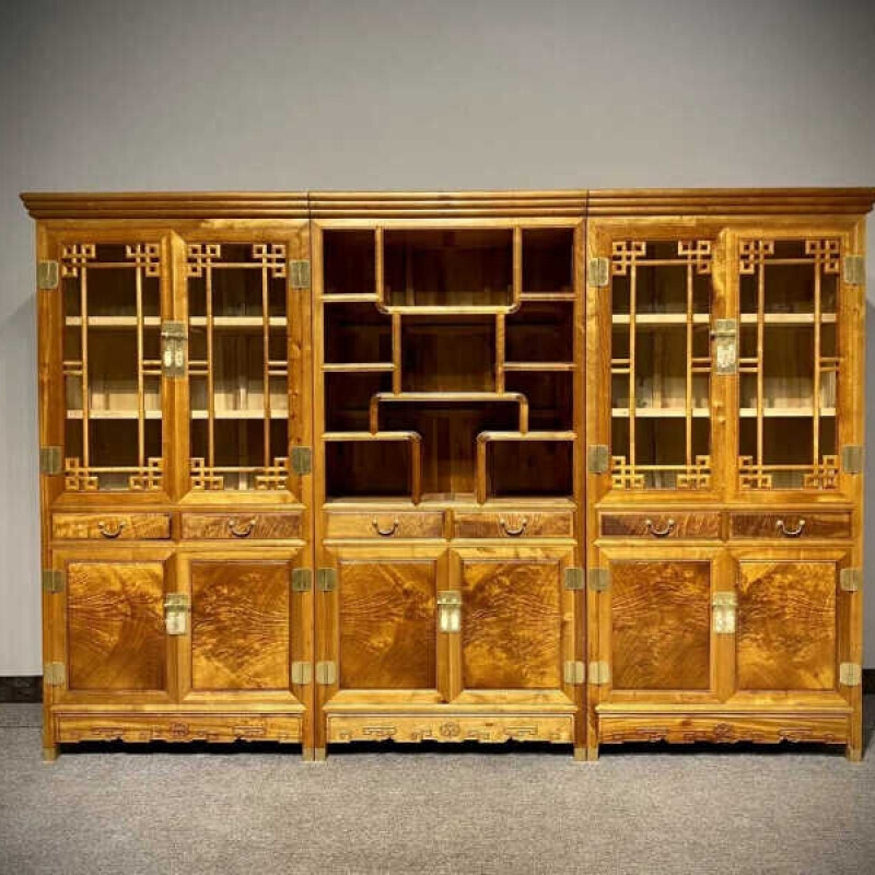 奢晔金丝楠木书柜三组合小叶桢楠300-40-207高档实木中式现代新款家具