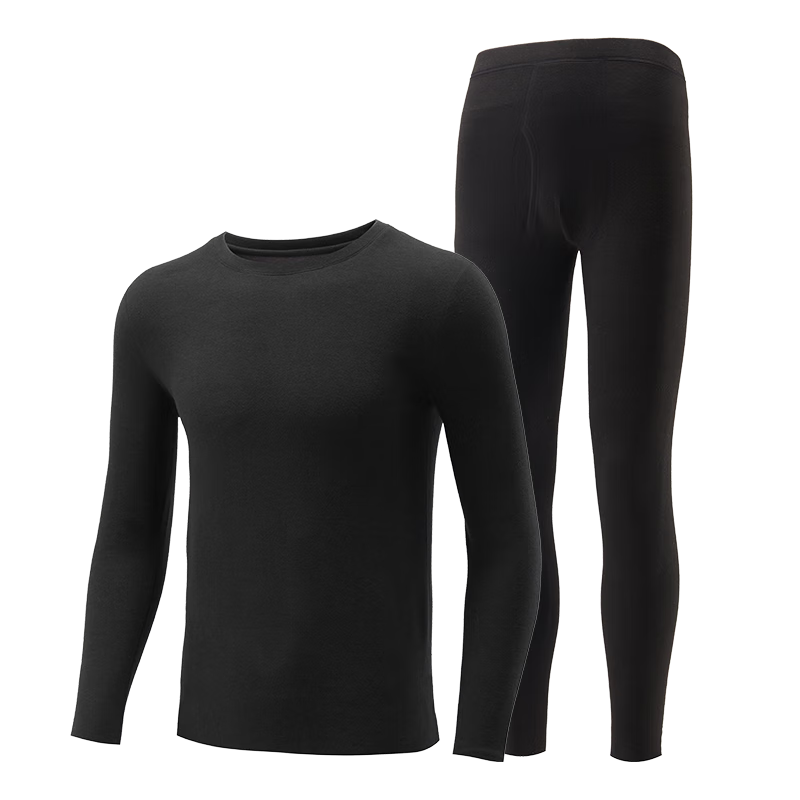 海澜之家【小火-Air9】保暖内衣男士双面磨绒280g发热贴片薄秋衣秋裤套装