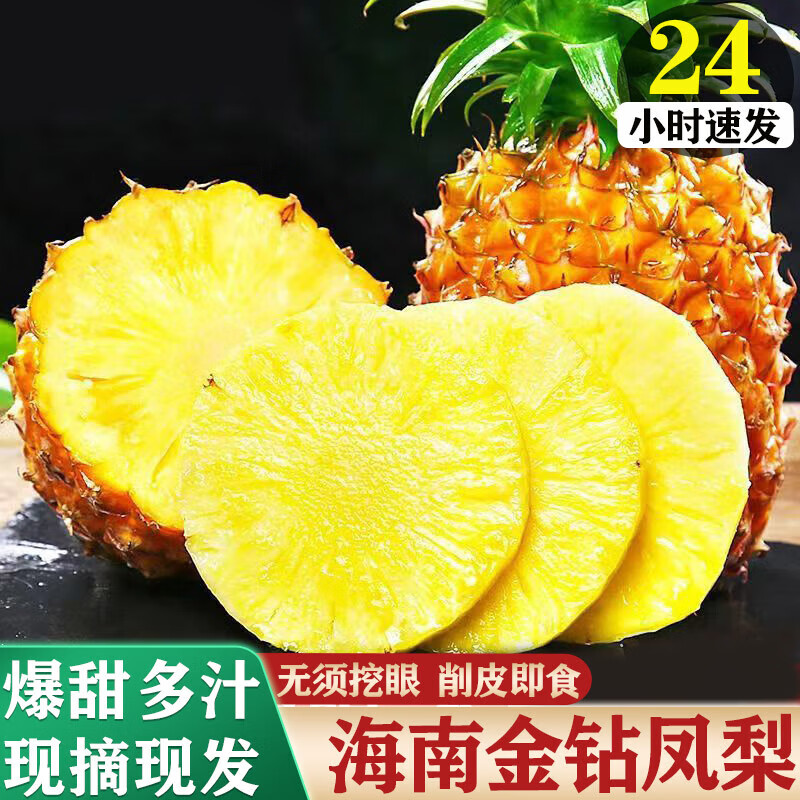 译蒙之味海南金钻凤梨树上熟爆甜黄金菠萝新鲜水果手撕无眼凤梨香甜现摘 9斤中果【4-6个】超值实惠