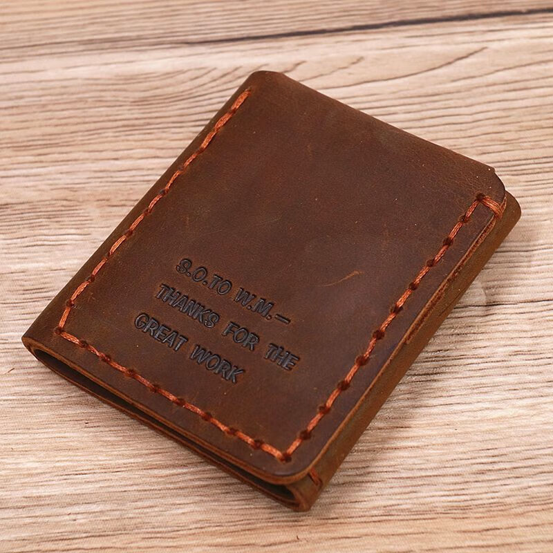 xkj白日梦想家钱包纯手工复古疯马皮三折 棕色