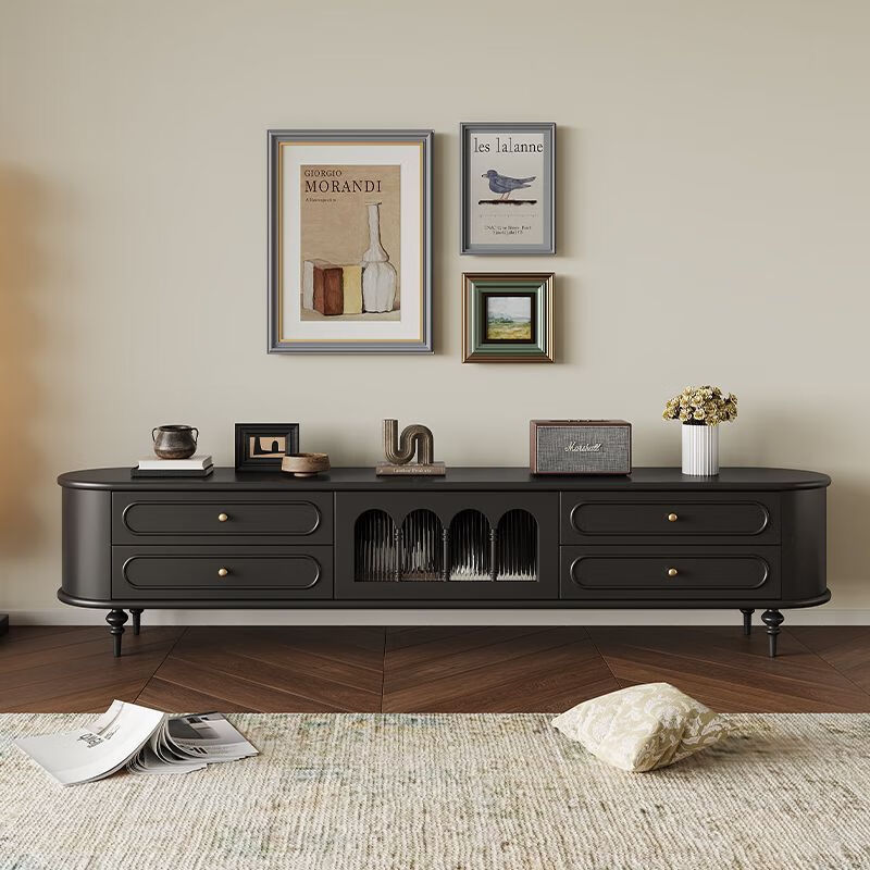 微舟实木电视柜客厅家用奶油风轻奢高级感烤漆美式白高款电视机柜