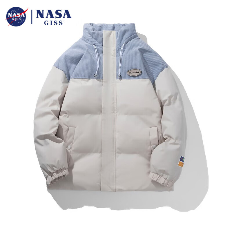 nasa冬季潮牌新款男士加厚羽绒服时尚加厚ins百搭冬装外套 灰蓝 m