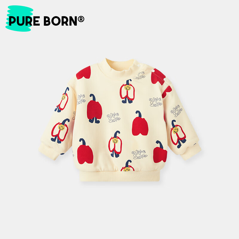 博睿恩【厚绒款】婴儿拜年服卫衣宝宝新年衣服冬季加绒加厚儿童上衣 平安果（偏大一码购买） 120