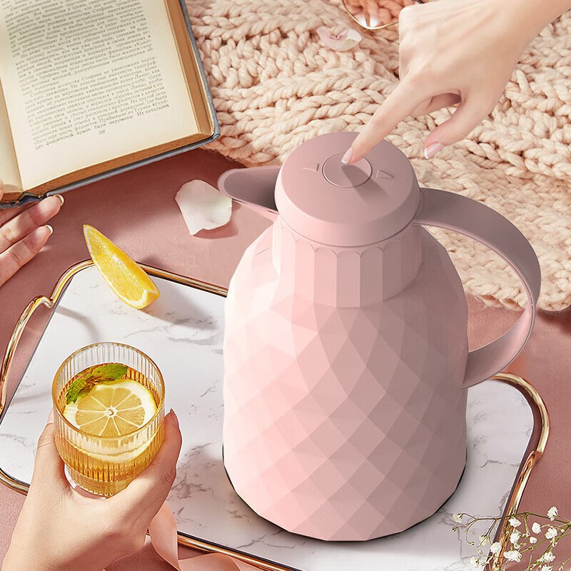 乐唯诗（LOVWISH）保温壶2025新款家用保温水壶宿舍大容量暖壶保温暖瓶热水瓶开水壶 钻纹保温壶【按压款】红色1400ml
