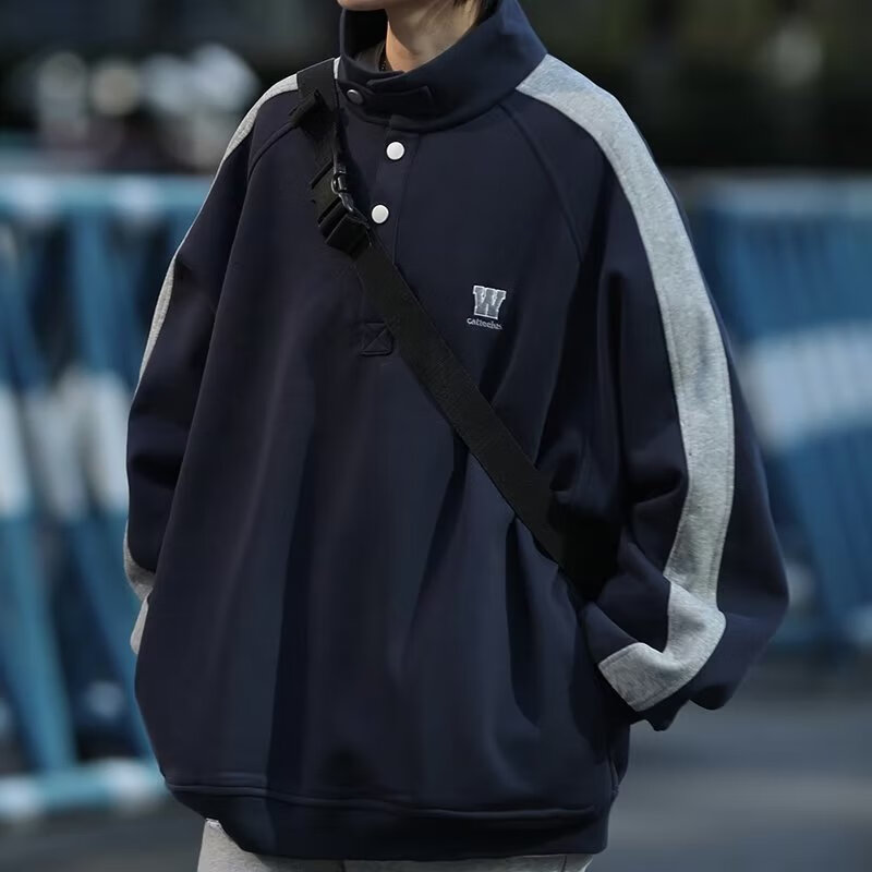 POUM男装联名情侣卫衣男秋冬季美式加绒加厚嘻哈痞帅保暖外套无帽上衣 WLFS-926灰色 L