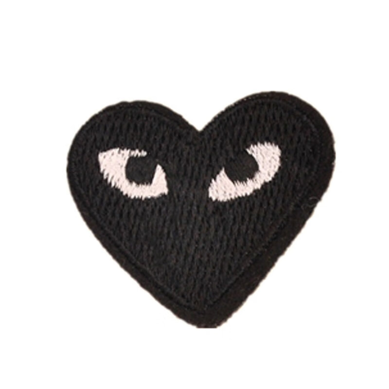 补衣贴牛仔裤装饰修补贴布黑色刺绣徽章布贴羽绒服 黑色爱心眼睛约高