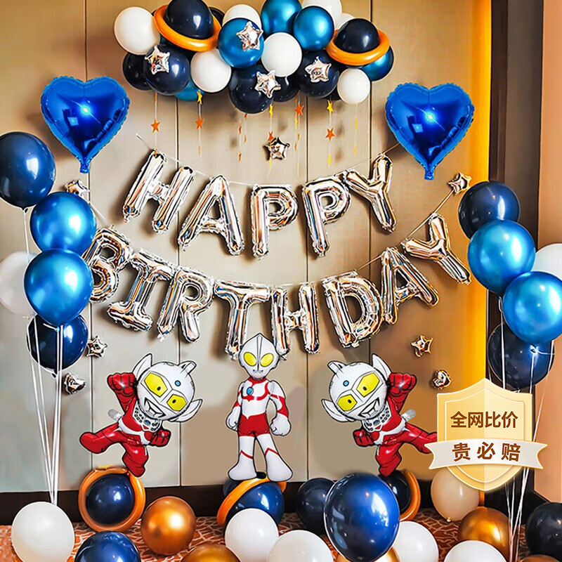 新新精艺 生日装饰周岁场景布置气球背景男孩成人派对用品奥特曼主题套装属于什么档次？