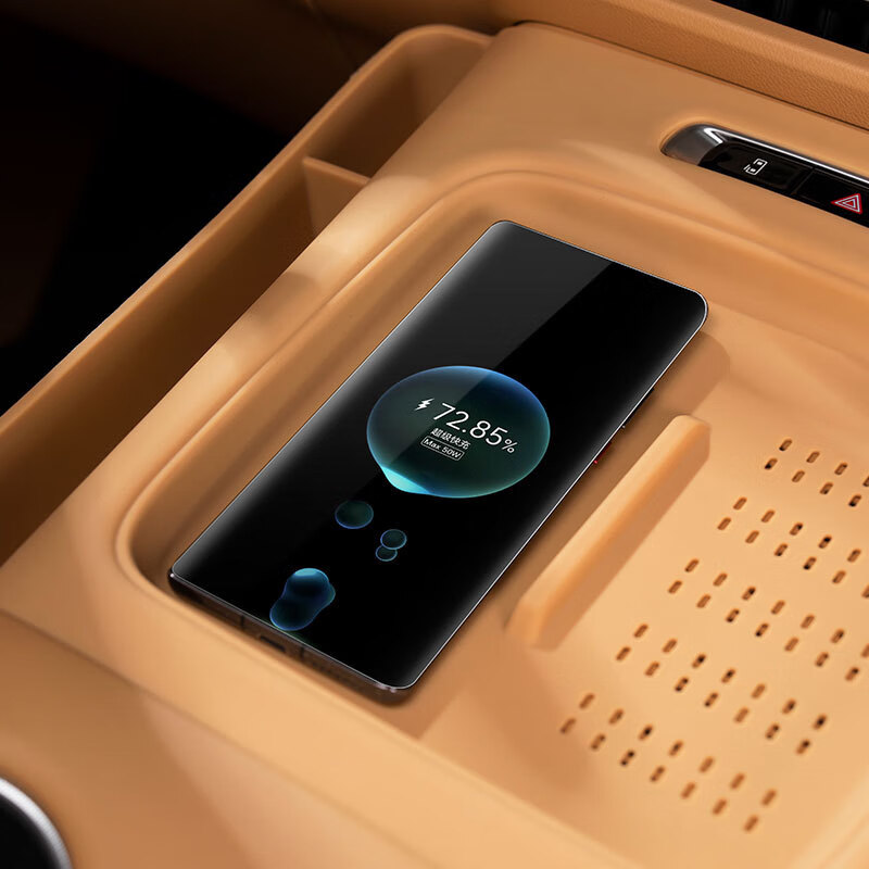 蓝速电适用25款岚图梦想家中控无线充硅胶垫防护水杯垫汽车内饰用品配件 25款梦想家无线充垫储物兜-驼棕