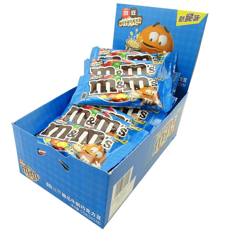 m豆mm豆 m&m脆芯牛奶巧克力豆24g包 休闲零食圣诞节礼物aji (脆芯牛奶