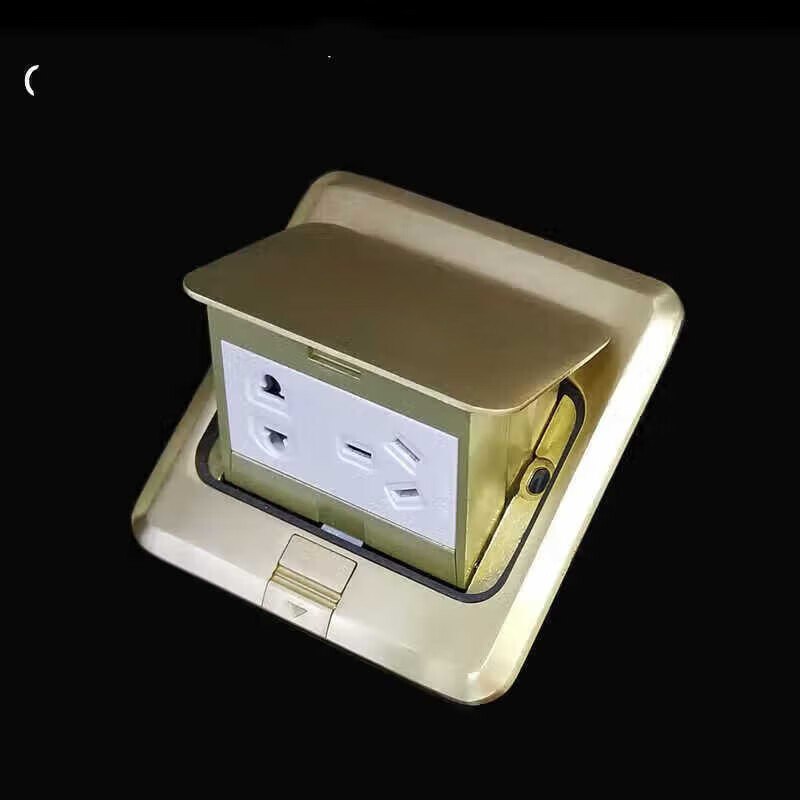 施韵令地面插座水五孔地插弹起式家用地板插隐藏式铜质光面带阻尼a qw