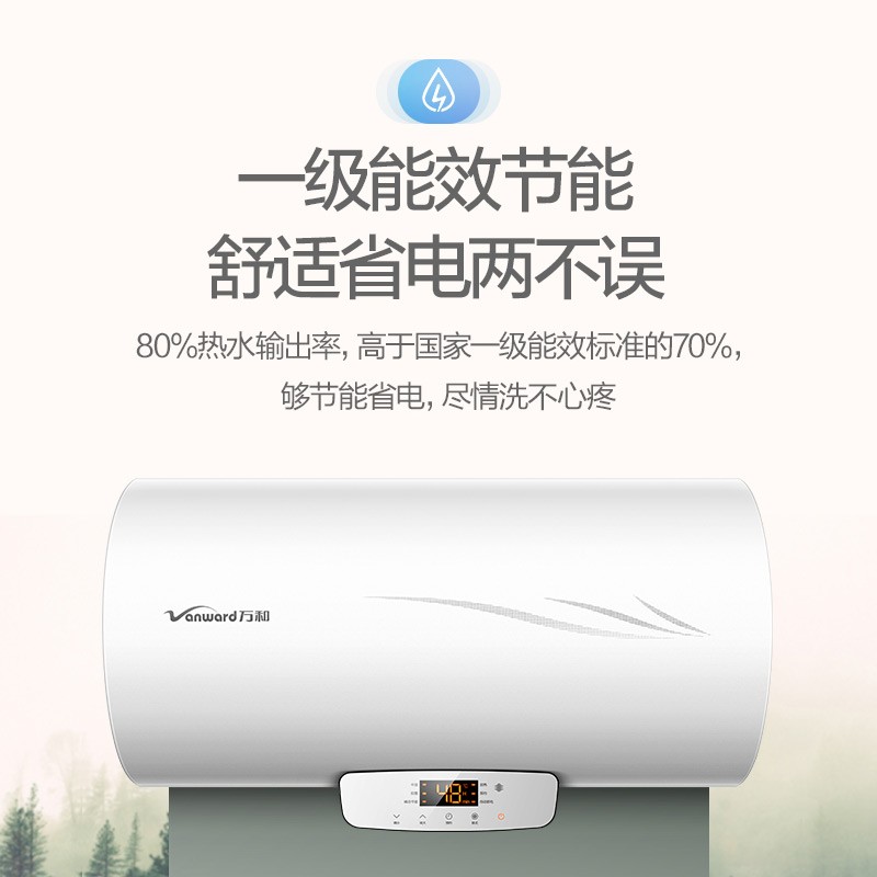 万和（Vanward）自动断电洗电热水器 一键预约洗电热水器  净化水质 防垢内胆单管加热 一级能效 E60-Q2TY10-20（60升） Q2系列