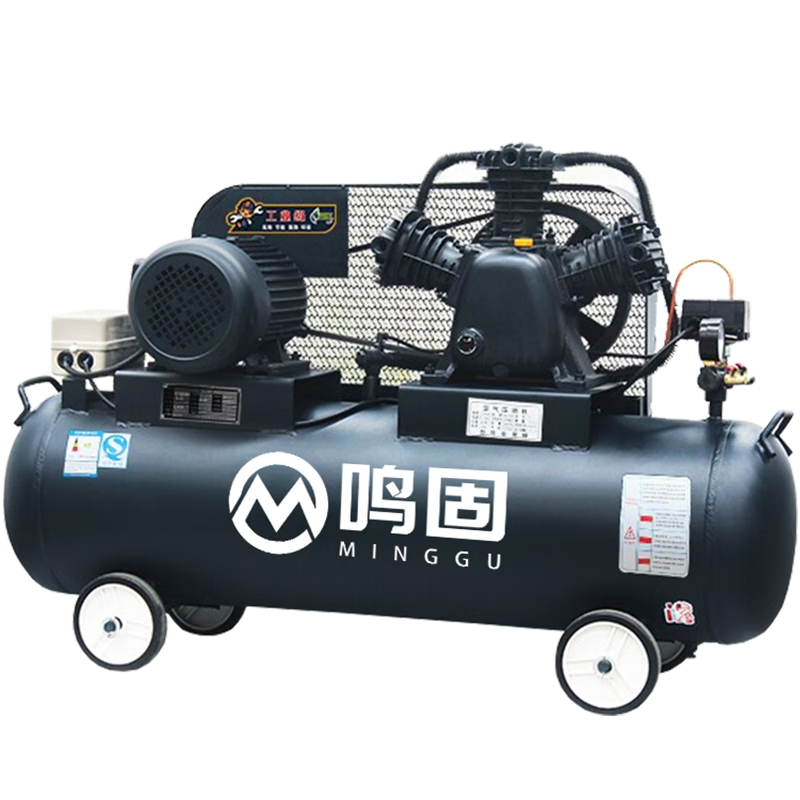 鳴固空壓機皮帶式7.5KW工業(yè)級大型噴漆氣泵380V空氣壓縮機 W-0.9/8