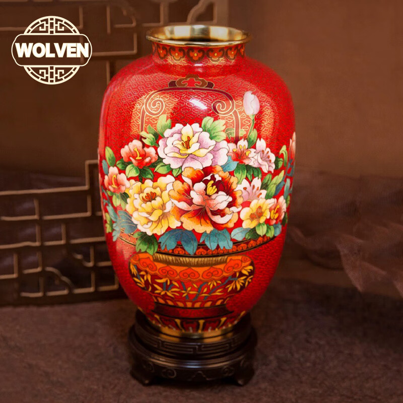 wolven高端赠礼大师登隆瓶景泰蓝花瓶中式铜摆件珐琅手工艺品送客户