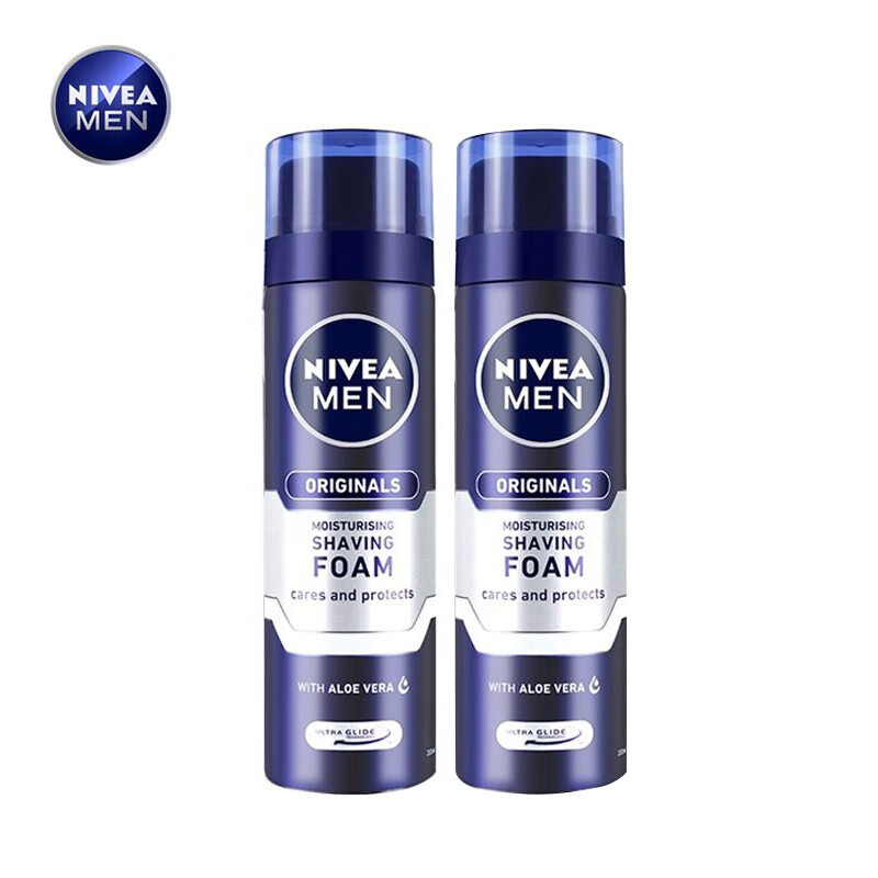 妮维雅男士刮胡泡200ml*2支装剃须泡沫男士护肤清爽温和柔化胡须