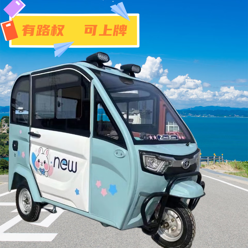 蒲阳世家国标全封闭电动三轮车小型新款家用女士接送孩子代步代步车