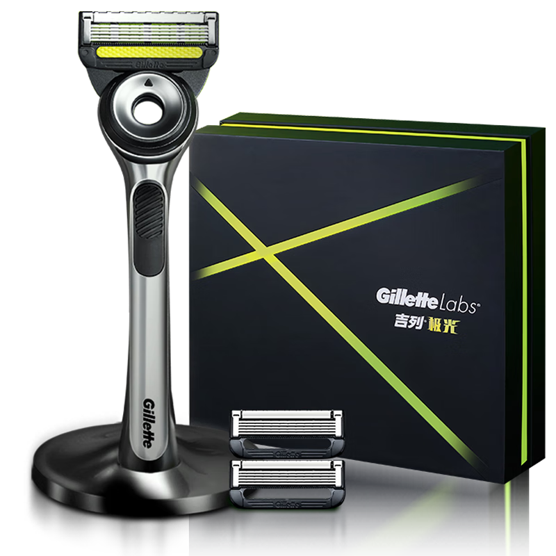 吉列剃须刀手动刮胡刀5层刀片胡须刀labs极光刀1刀架3刀头 底座 224元