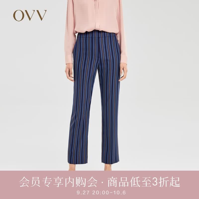 【商场同款】OVV春夏羊毛混纺条纹套装西裤女GTXKJ10004A 蓝灰条纹05 M高性价比高么？