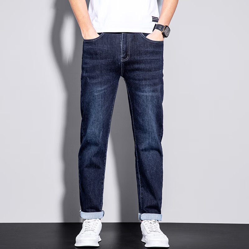 利郎男装牛仔裤夏季透气时尚直筒弹力中青年男裤商务纯色裤子男潮