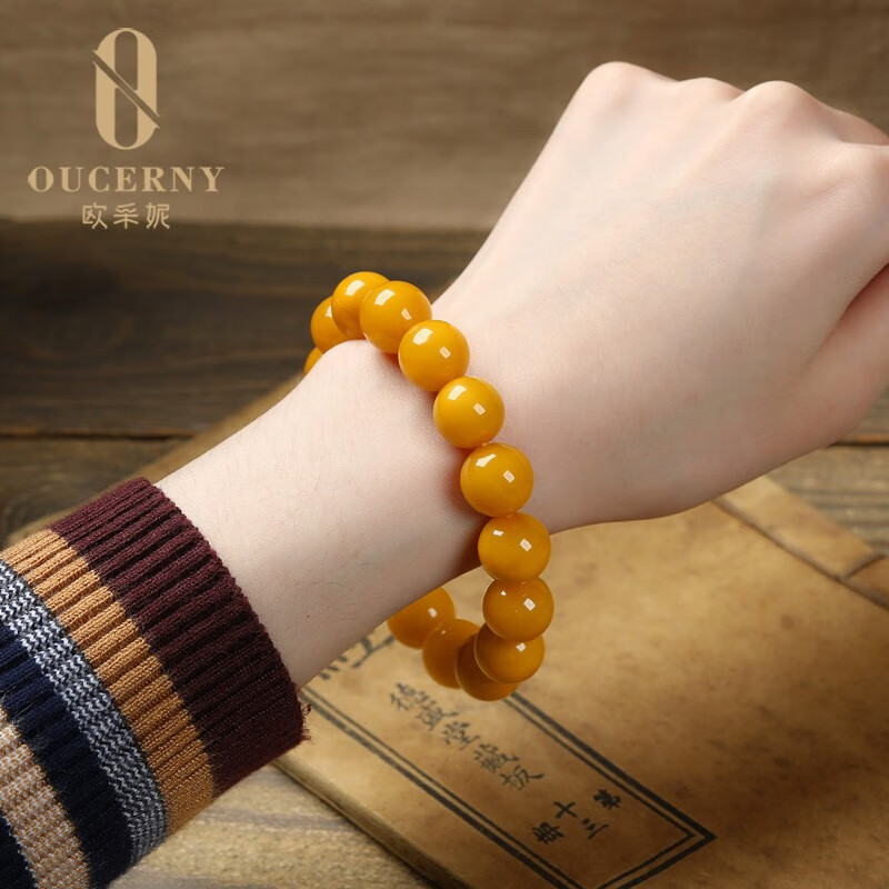 欧采妮（OUCERNY）【收藏老蜡手串】 孤品琥珀老蜜蜡手串天然满蜜单圈男士女款手链 8mm 收藏级手串 择优发货
