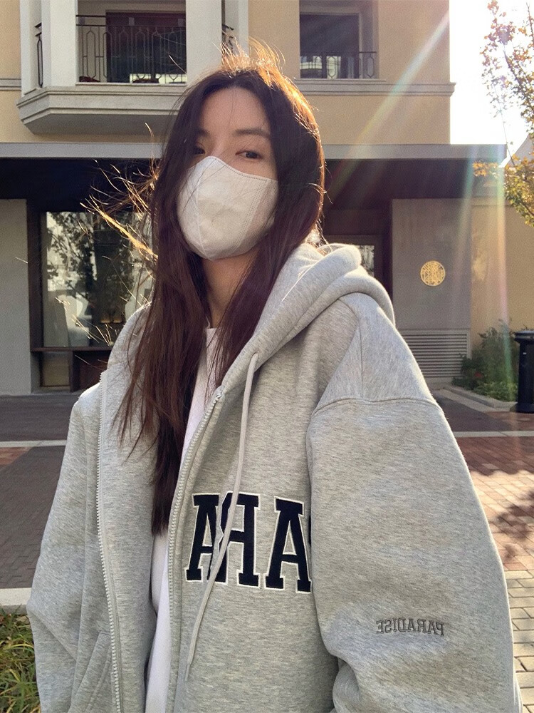 風采兔卫衣女春秋款2023新款中长款加绒加厚秋冬季韩版宽松开衫外套潮 中灰色(薄款) M高性价比高么？