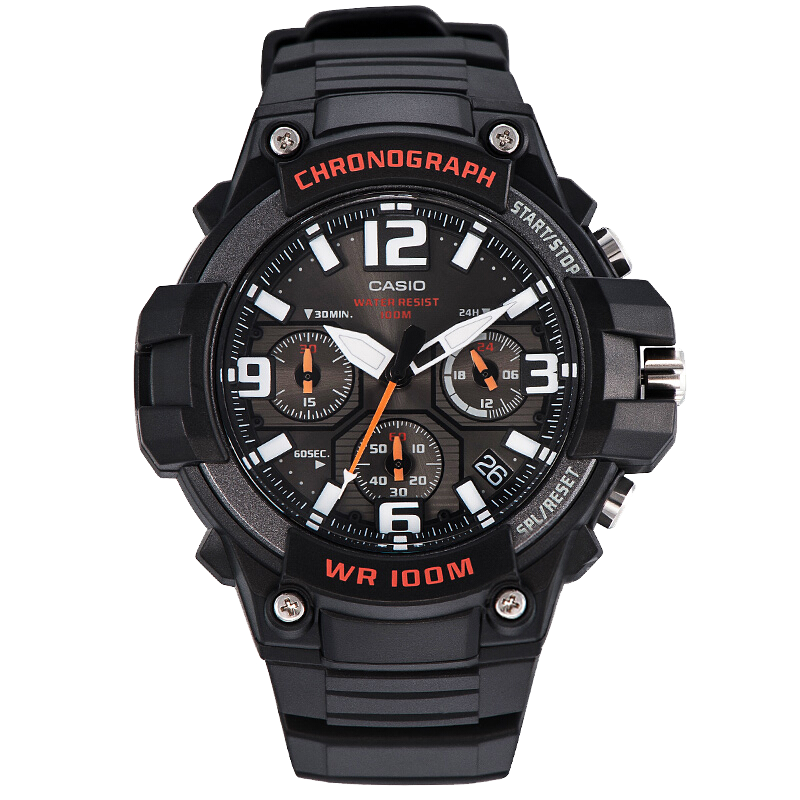 卡西欧(casio)手表  时尚休闲运动防水男士石英表 mcw-100h-1a