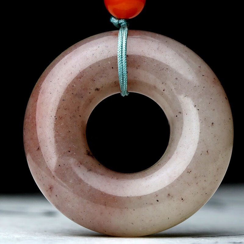 念玉新疆金丝玉挂件项链天然玉石圆环吊坠同心圆环面包圈回旋纹毛衣链