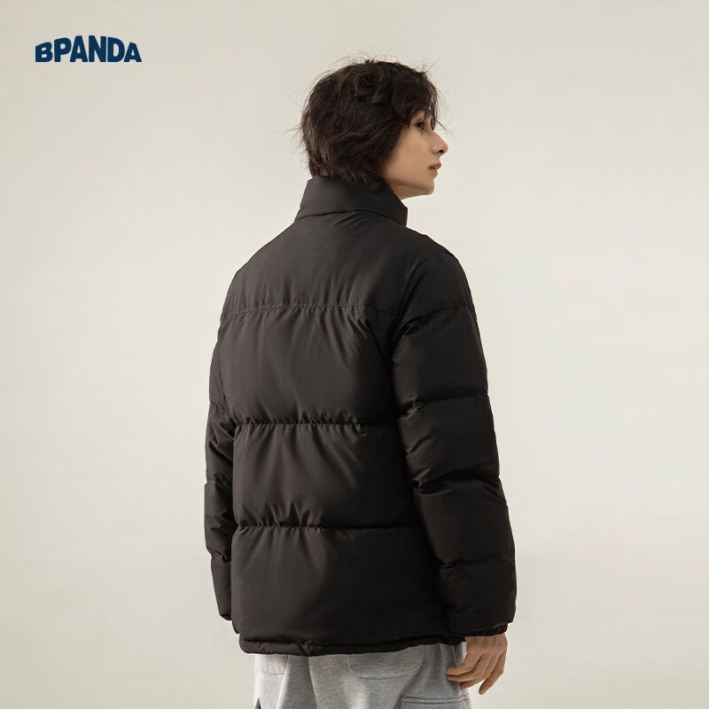熊猫·本(ben.panda)工装羽绒服男潮流时尚立领加厚保暖户外休闲上衣多穿外套 黑色(防泼水面料) M