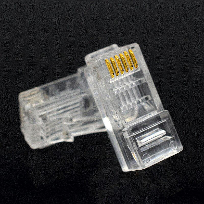 典韵加长rj25 6pin芯电话水晶头 特长rj12六芯6p6c 数控rj11水总普