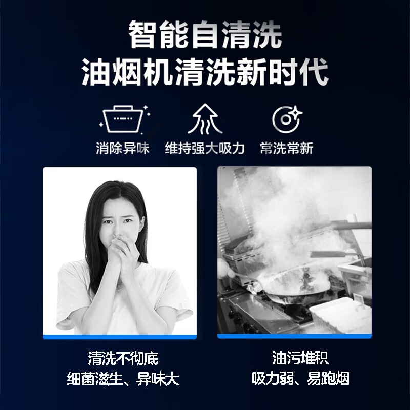 美的（Midea）抽油烟机家用油烟机21立方大吸力挥手吸油烟机T57自清洗智能APP语音抽烟机吸烟机 排烟机 智能家电