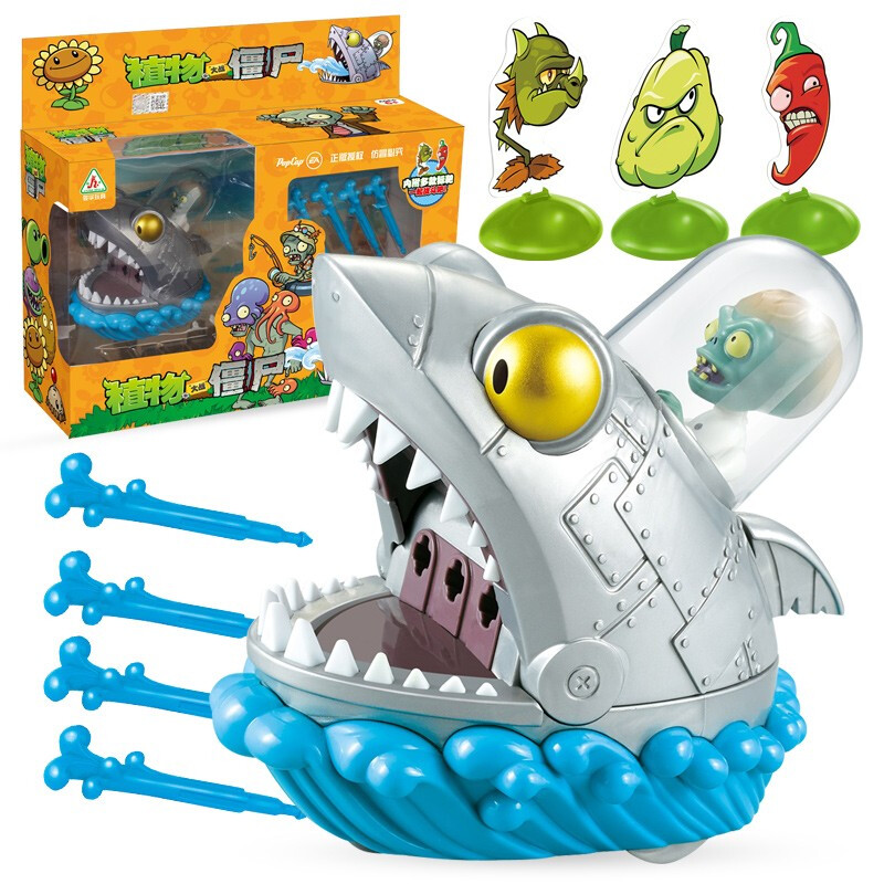 可发射炮弹椰子机器人橄榄球僵尸儿童礼物套装礼盒装 巨型机械鲨鱼