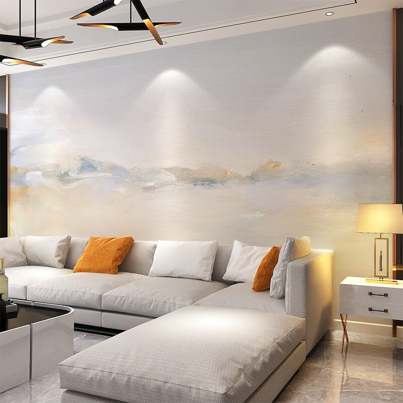米柔北欧电视背景墙壁布 客厅卧室现代简约壁画 艺术壁纸轻奢涂鸦抽象 3D无缝无纺宣绒布