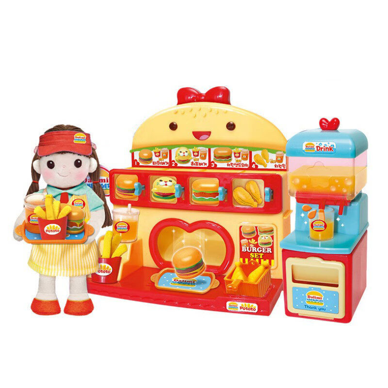 韩国太伶美趣味冰箱组儿童过家家场景玩具女孩生日礼物奇趣厨房套装 美味汉堡店DL32676