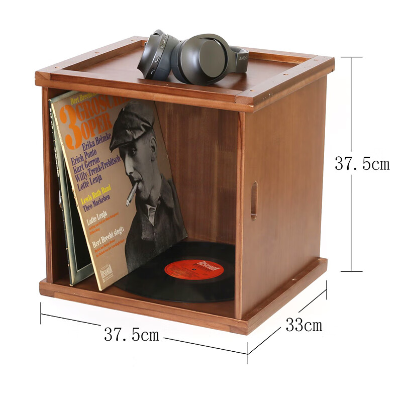 勋狸粑黑胶lp唱片架发烧友老唱片收藏箱hifi木质cd收纳架12寸黑胶唱片