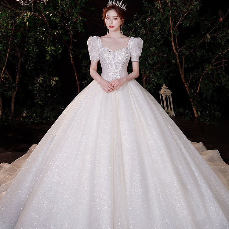 中凡智法式主婚纱新款新娘星空高级奢华宫廷拖尾小个子齐地孕妇夏季