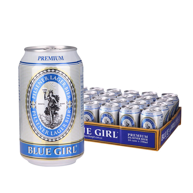 蓝妹BLUE GIRL/蓝妹啤酒330mL整箱24听 酷爽精酿啤酒 黄啤国产清啤酒 罐装/蓝妹 330mL 24罐 整箱装