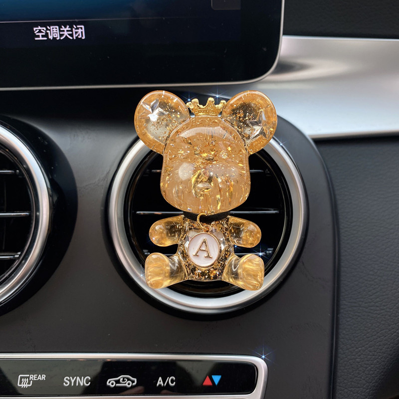 摆件车载香薰车内空调出风口香水夹装饰卡通小熊饰品可定制字 glary