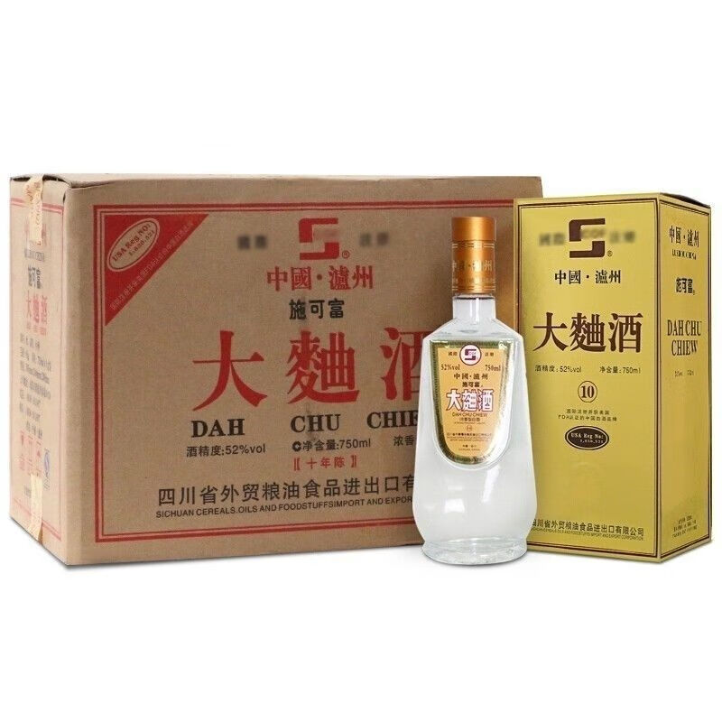 lzjv整箱批发2010年泸州施可富大曲52度750ml浓香型白酒纯粮陈年 2010