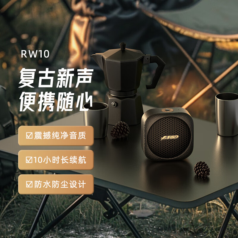 奋达（F&D）蓝牙音响 户外便携音箱 电脑音响 防水长续航低音炮大音量 RW10【便携10h续航大音量】