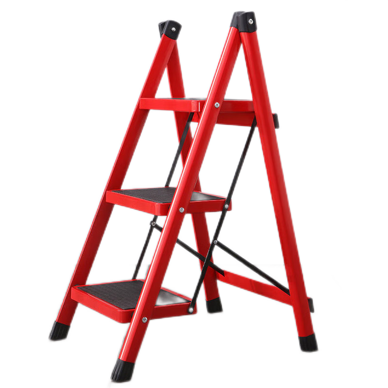 L&S 梯子 人字梯子折叠家用梯子加厚多功能花架梯凳 加厚红色三步梯10055496730830