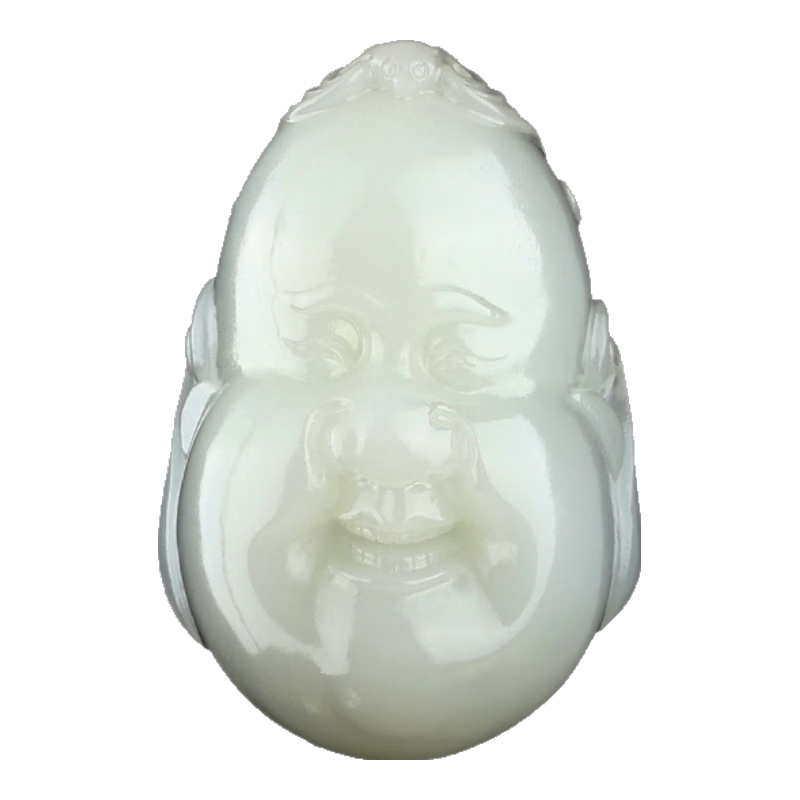 北玉新疆和田玉福上加福白玉佛像吊墜掛件手把件收藏鑒定雙證書玉器廠